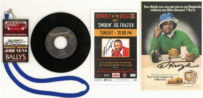 Lot of (72) Joe Frazier Signed Collection of Cuts, Tickets, Credentials & More (Manager LOA & Beckett PreCert)